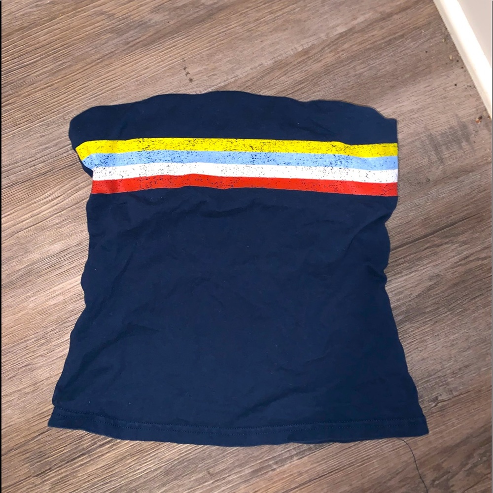 Blue strapless crop top